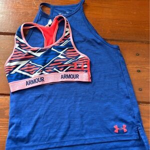 Under Armour Blue Girls Athletic Tank Top and Sports bra BUNDLE!!!